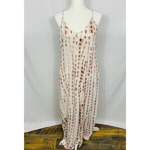 Ours Womens Dress Large L Spaghetti Maxi Beige Pockets Soft Scoop Neck